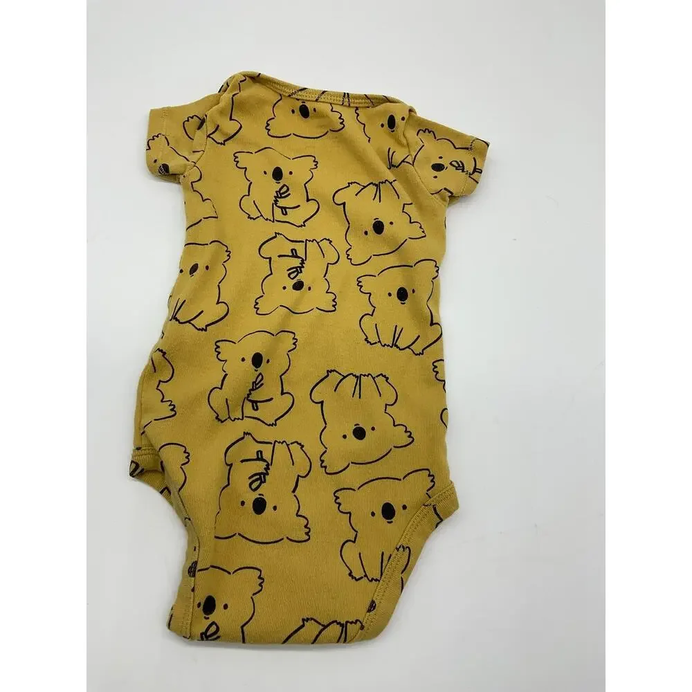 Carter's Bodysuit Pants Set 6M Yellow Koala Print Gray‎ Fleece Outfit Baby